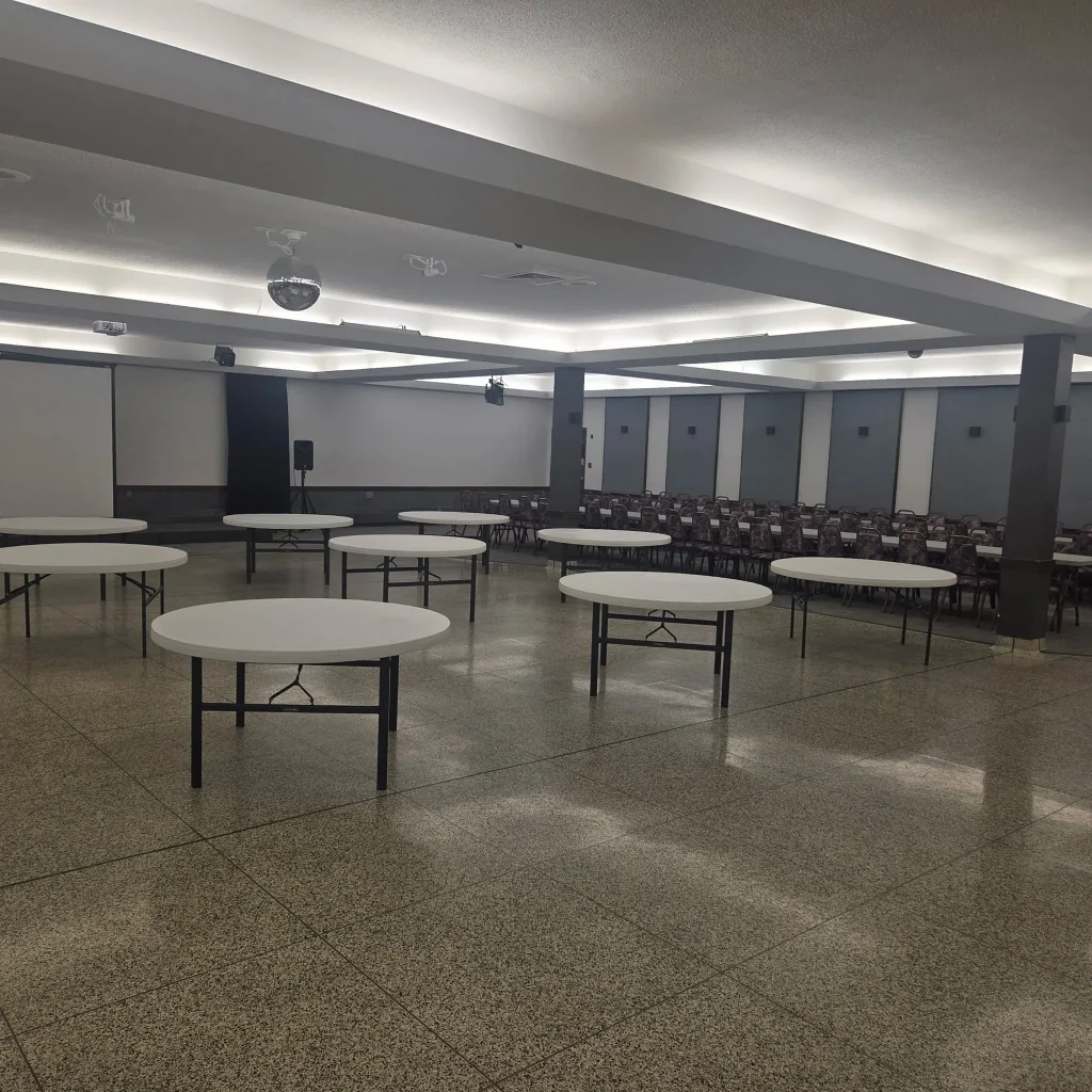 Preparing a space for an event at 453 Dufferin Ave
